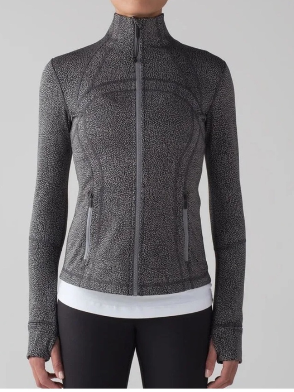 Lululemon Define Jacket Luon Chakra Jacquard V1 Black Battleship in Luon Fabric